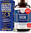 Iron and Folic Acid Supplements for Women - 35mg Gentle Iron Vitamin, Folic Acid 400mcg - Anemia, Period, Pregnancy Support Supplement, Ferrous Sulfate Pills - 60 Vegan Non-Constipating Tablets