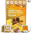 FloraBliss 50 Bags Premium Turmeric, Ginger, and Cinnamon Tea with Chamomile, Extra Strength 2.2g/Bag, 100% Natural, Caffeine-Free, Vegan, Eco-Friendly, Supports Digestion, Relaxation