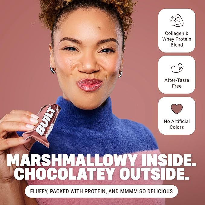 BUILT Puff Protein Bars, Brownie Batter, 17g Protein - 12 Count | Protein Snack Bar with Collagen, Calorie Conscious, Gluten Free