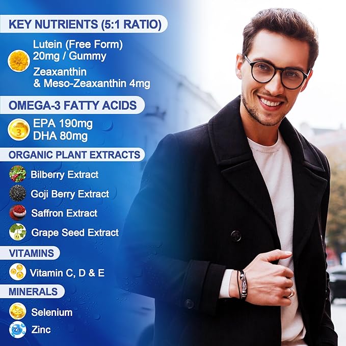 Sugar Free Lutein 20mg 40mg + Vitamin B1 Gummies