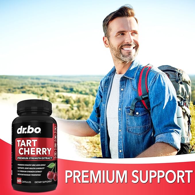 Tart Cherry Extract Capsules Supplement - Purge Uric Acid Flush Cleanse Antioxidant Pills for Rest Support - Tart Cherry Capsules Anthocyanin Supplements Ultra Pure Cherries Vitamins Concentrate Pill