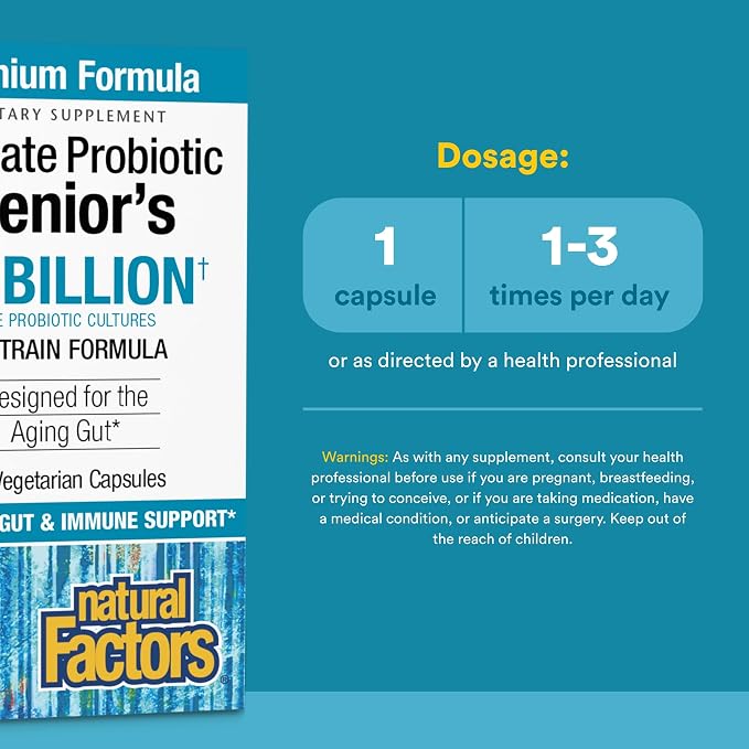 Natural Factors Ultimate Probiotic Senior's - Senior Supplement for Digestive & Immune Health - 35 Billion CFUs - Non-GMO & Gluten-Free - 30 Capsules (30 Servings)