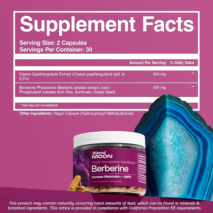 Premium Berberine Supplement Body Composition, 60 Capsules - with Cissus Quadrangularis & Berberine Phytosome - Supports Overall Wellness