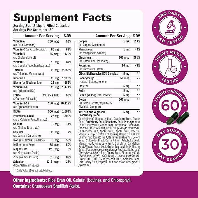 Multivitamin for Women with Vitamins and Minerals for Energy, Focus and Immune Health + Probiotics for Women & Men with Prebiotics – 40 Billion CFU Probiotics for Digestive & Gut Health