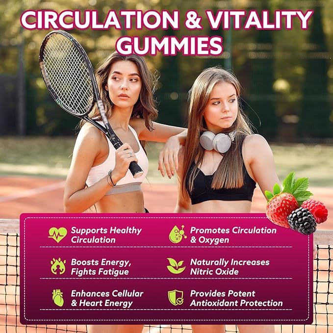 Beetroot Gummies - Beet Root for High Blood Pressure Supplements with Grape Seed Extract + CoQ10 + Black Pepper Extract + L-Citrulline + Vitamin C B12 Ultimate Heart for Blood Flow & Energy, 60 Count