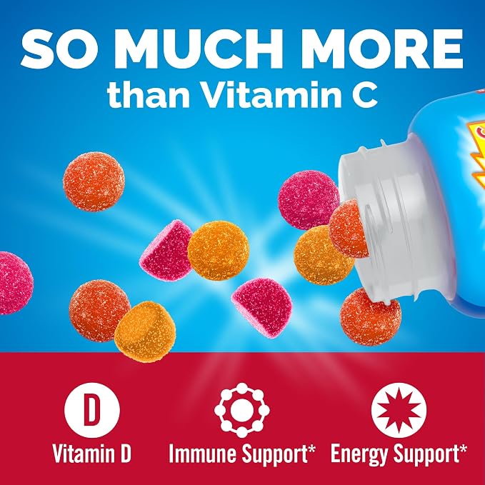 Emergen-C Kidz Vitamin C Immune Support Gummies Fun-Tastic Fruit 44CT Includes Zinc, Manganese, B Vitamins and Vitamin D for Back to School Essentials, (Pack of 2)