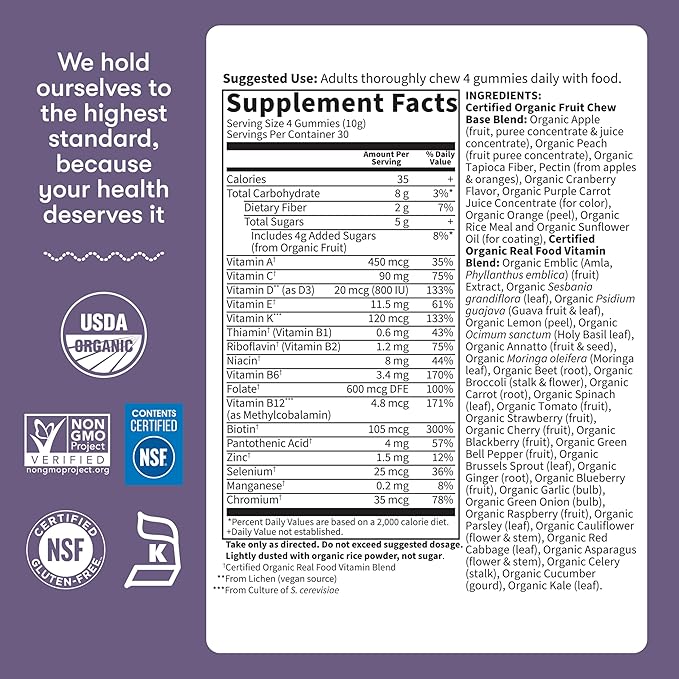 Garden of Life Organics Prenatal Gummies Multivitamin with Vitamin D3, B6, B12, C & Folate for Healthy Fetal Development – Organic, Non-GMO, Gluten-Free, Vegan, Berry Flavor, 30 Day Supply