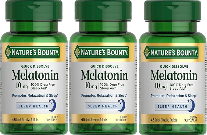 Nature's Bounty Melatonin 10 mg Quick Dissolve Tablets 45 ea (Pack of 3)