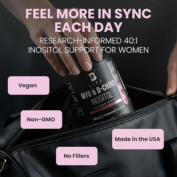 Myo-Inositol & D-Chiro Inositol 40:1 for Women | I Inositol Supplement for Women | Hormone Balance, Fertility & Cycle | Vitamin B8, Insulin & Flo Ovarian Support | 240 Caps
