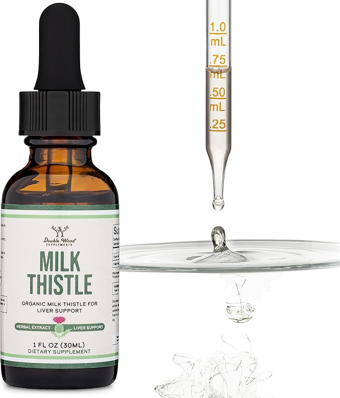 Milk Thistle Supplement - Organic Milk Thistle Liver Detox Drops 1 FL OZ - 30 Servings (Vegan Safe, Non-GMO, Gluten Free) Perfect Addition to Tea by Double Wood
