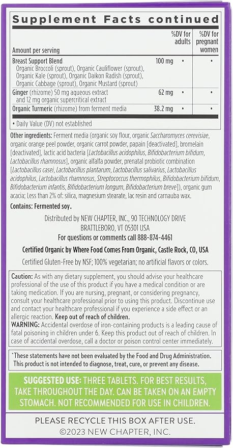 New Chapter Perfect Prenatal Vitamins, Organic Prenatal Vitamins, Non-GMO Ingredients for Healthy Baby & Mom - Folate (Methylfolate), Iron, Vitamin D3, Fermented with Whole Foods and Probiotic, 192 count
