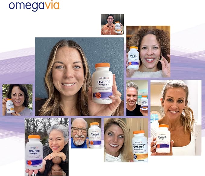 OmegaVia EPA 500, Purified Omega-3 Fish Oil Supplement, 500 mg EPA in Triglyceride Form, Burpless Fish Oil, Non-GMO, Gluten-Free, IFOS 5-Star, 120 Softgels (Pack of 2)