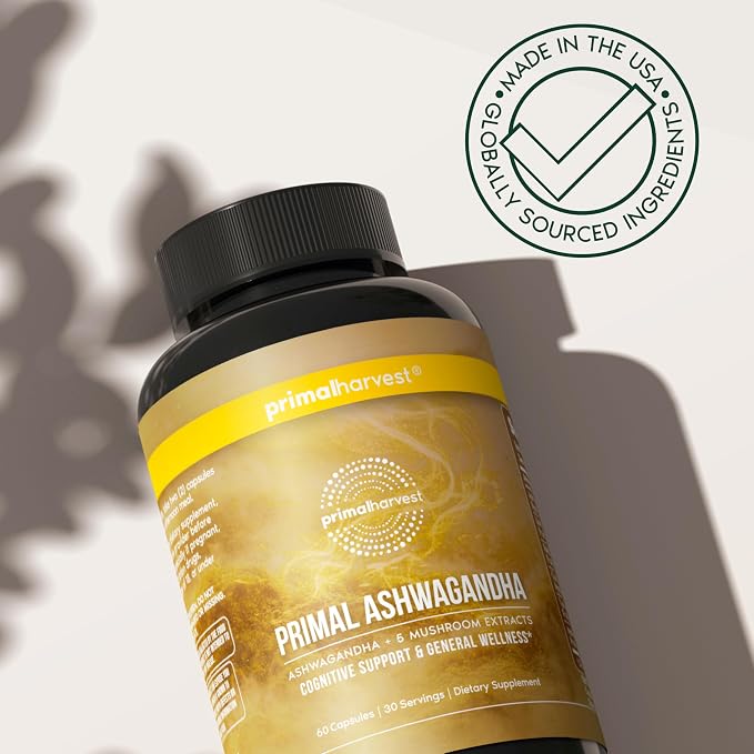 Primal Harvest Ashwagandha – Daily Vegan Supplement, Gluten & Dairy Free