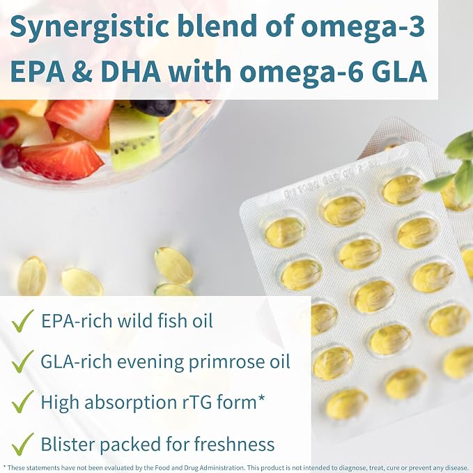 Igennus Pharmepa rtg Omega 3 EPA DHA Fatty Acids 1000mg, IFOS Certified, High Potency Wild Fish Oil with GLA Evening Primrose Oil, Lemon Flavor, 360 Softgels