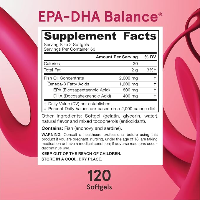 Jarrow Formulas® EPA-DHA Balance®, 1,200 mg Omega-3 Fatty Acids for Cardiovascular Support, 120 Softgels, 60 Day Supply