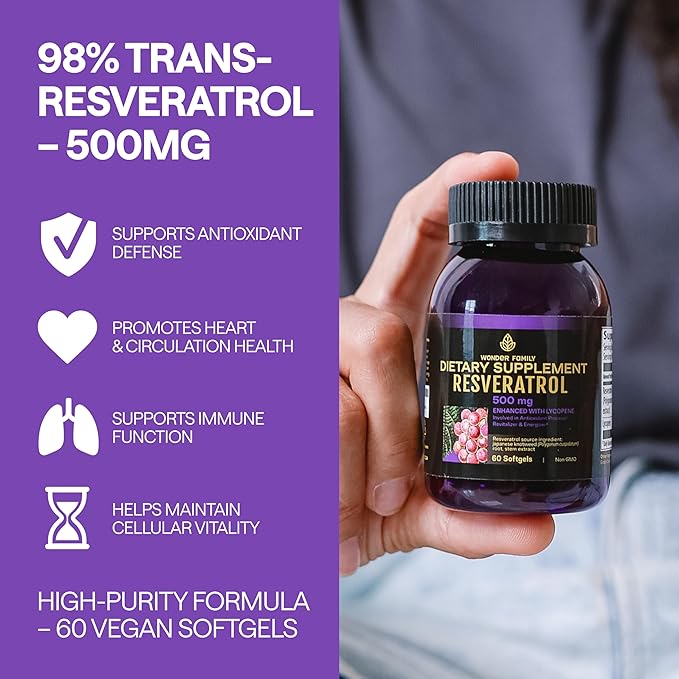 Resveratrol Supplement 2000mg - 240 Softgels – Powerful Antioxidant for Heart Health, Immune Strength, Signs of Aging – Higher Potency Next to 1600mg - Non-GMO & Gluten Free