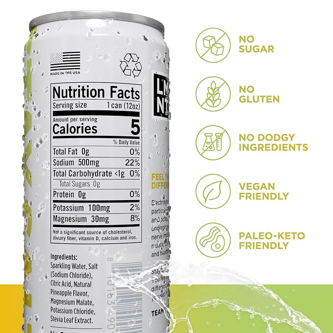 LMNT Sparkling Electrolyte Drink - Pineapple Salt | 12-Count