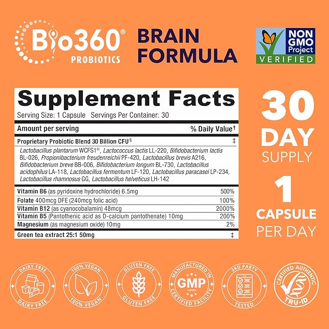 Bio360 Cognitive Support, 30 Vegan Supplements (30 Count (Pack of 1))