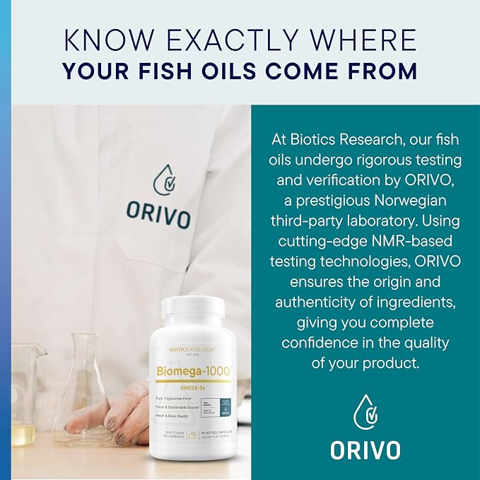 Biotics Research Biomega-1000™ Omega 3 Fish Oil With EPA 529mg / DHA 353mg– Omega-3 Fatty Acids 1000 mg- Highly Concentrated Fish Oil 90 Days Servings–Supports Immune, Brain & Heart Health–90 Softgels