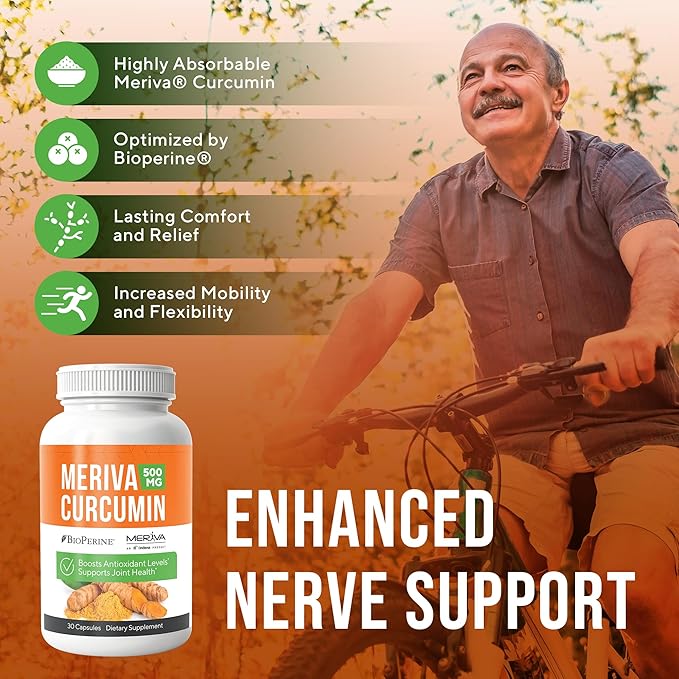 NERVE RENEW Meriva Curcumin with Black Pepper and Bioperine - Antioxidant Boost Nerve Support Supplement - 3 Pack