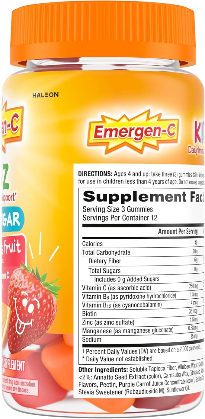 Emergen-C Zero Sugar Immune Support Kidz Gummies 36 Count