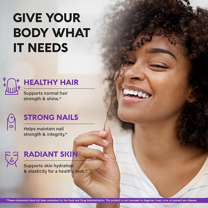 Biotin | Collagen | Hyaluronic Acid | Keratin - Support Normal Hair Growth Cycle, Skin & Nails - Clinically Tested - 25000mcg Vitamins B1, B2, B3, B6 & B7 - for Women & Men - Made in USA | 60 Capsules