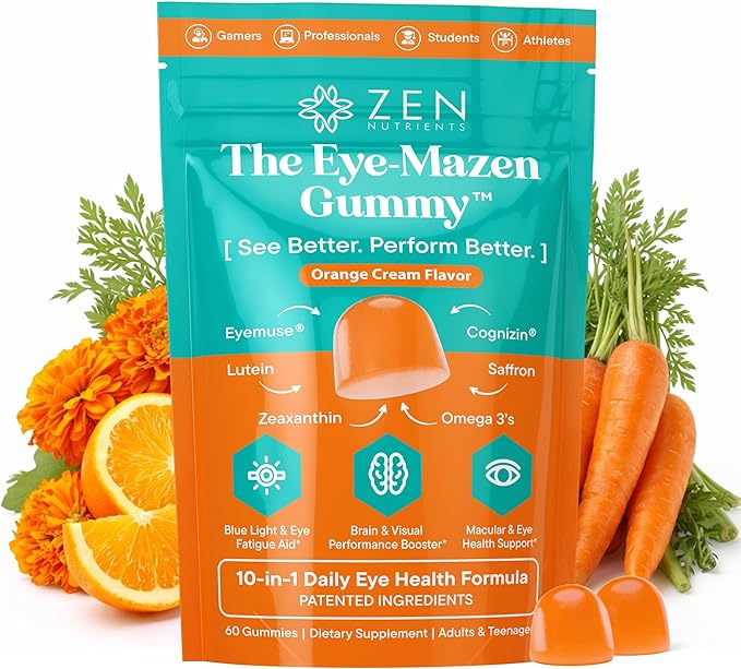 The Eye-Mazen Gummy Eye Vitamins for Vision and Eye Health - Lutein and Zeaxanthin Supplements for Eyes with Omega 3 & Vitamin A - Eye Supplements for Adults, Kids & Seniors