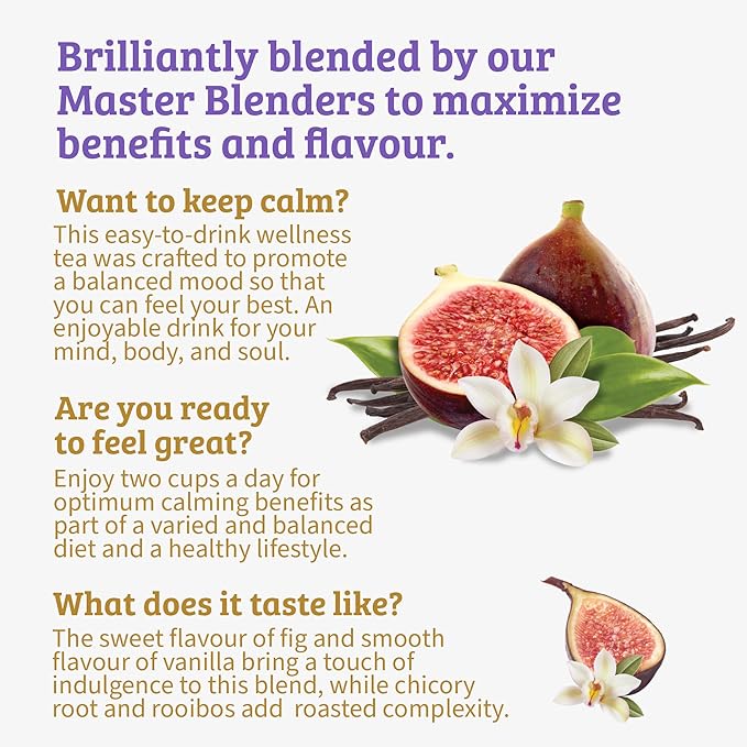 Twinings Superblends Adaptogens Calm with Ashwagandha Fig & Vanilla Flavoured Herbal Tea Caffeine-Free, 18 Tea Bags (Pack of 1), Enjoy Hot or Iced