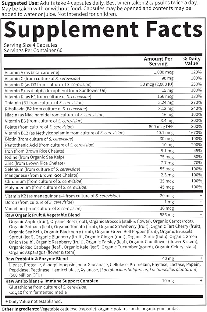Garden of Life Multivitamin for Women, Vitamin Code Women's Multi - Whole Food Womens, Iron, Folate not Folic Acid, Vitamin A and Probiotics for Womens Energy, 240 Vegetarian Capsules, (Pack of 2)
