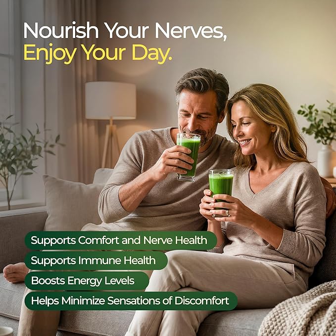 The Nerve Brand Neuropathy Superfood Blend, Greens Powder with R Alpha Lipoic Acid & Lions Mane for Nerve Support, Citrus Breeze, 30 Servings