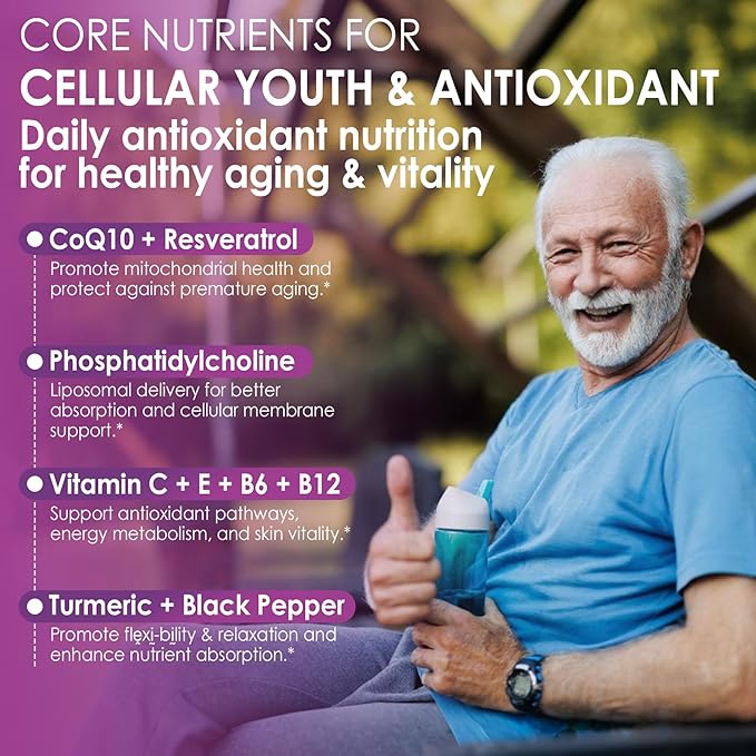 Melatonin 100mg for Antioxidant & Cognitive Health, Ultra High Dose Melatonin with CoQ10, Turmeric, Trans-Resveratrol, Vitamin B12 C E for Brain Anti-Aging, Cellular Repair and Energy, 150 Softgels