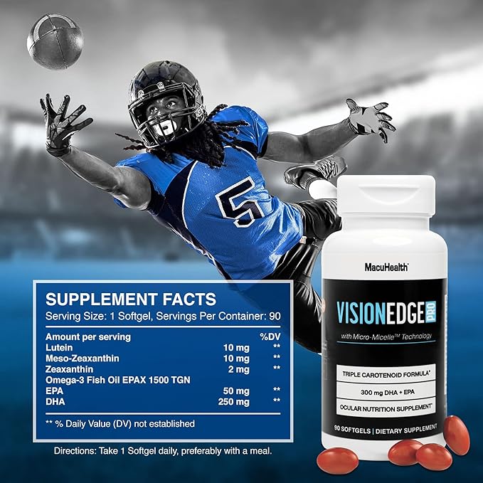 Eye Supplement for Athletes; Formula with Lutein, Zeaxanthin, and Meso-Zeaxanthin, Eye Supplements Omega 3, Essential Carotenoids for Eyes - (90 Softgels, 3 Month Supply)