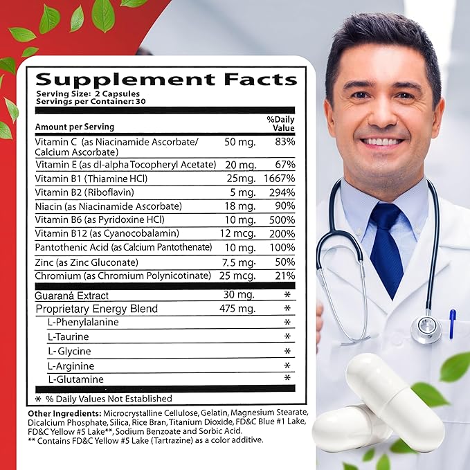 60 Caps Neurobion Energy - Amino Acids Vitamin B1 B2 B6 B12 - Increases Brain Alertness & Stamina