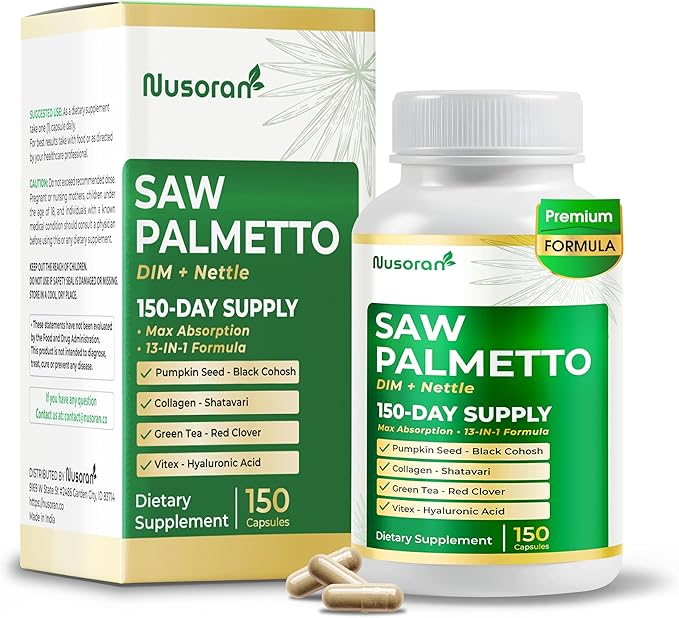 Ultra Saw Palmetto - 13-in-1 with DIM, Nettle, Pumpkin Seed, Collagen, Vitex - Max Absorption - 150 Capsules - Non-GMO, Gluten-Free, Lab Tested