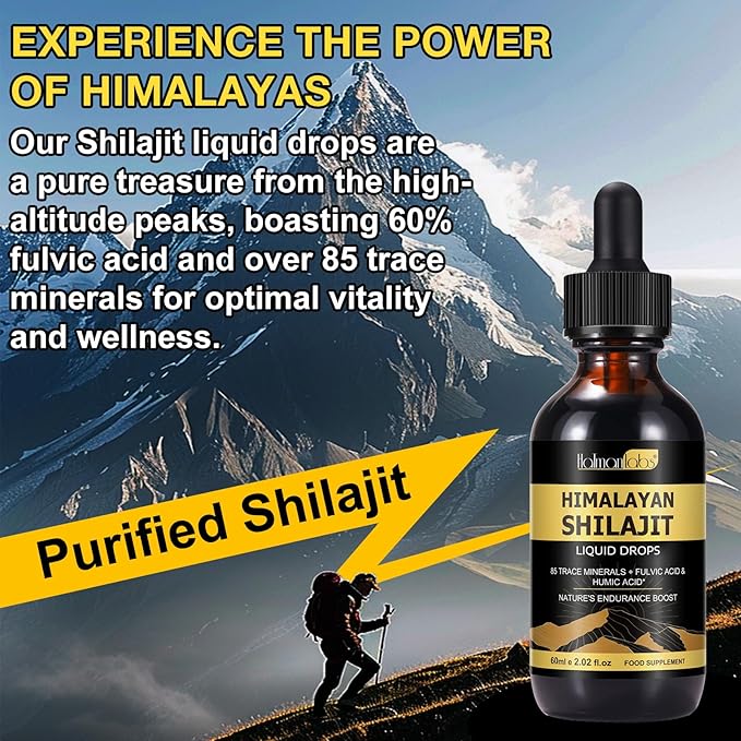 Shilajit Pure Himalayan Organic Resin Drop, Pure Himalayan Shilajit Resin Liquid Gold Supplement, Shilajit Organic Drop Rich in 85+ Trace Minerals, Shilajit for Men & Women (2.02 Fl Oz (Pack of 1))