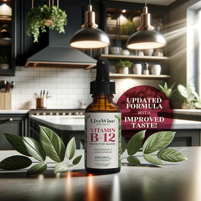 Organic Vitamin B12 1000 mcg Sublingual Liquid Drops For Adults, 1 Year+ Supply - 2 oz, Methylcobalamin & Adenosylcobalamin - Bioactive Blend for Energy, Clarity & Focus - Vegan, Non-GMO, Unflavored
