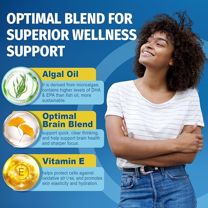 Vegan Omega 3 Supplement, 240cts Omega3 Fatty Acids Softgels, Fish Oil Alternative, Plant-Based DHA EPA, Algae Oil Omega-3 Supplement, No Fish Taste,Non GMO