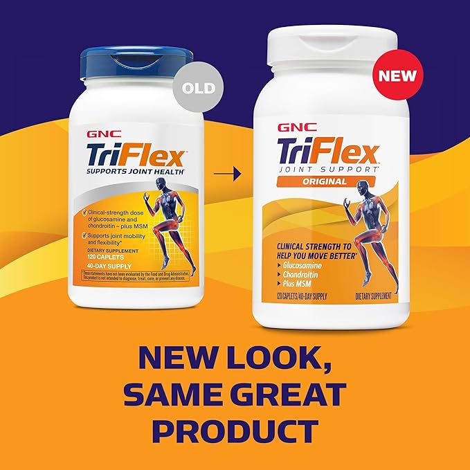 GNC TriFlex, Joint, Bone & Cartilage Health Supplement, Clinical Strength Glucosamine & Chondroitin, MSM, Supports Mobility, Flexibility & Comfort, 120 Caplets