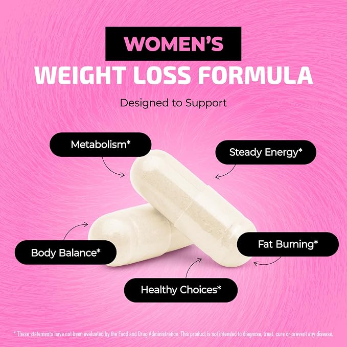 Weight Loss Pills for Women | Fat Burners for Women | Metabolism Booster for Weight Loss Supplement with Raspberry Ketones | Appetite Suppressant, Stomach Fat Burner & Weightloss Diet Pills | 60 Ct