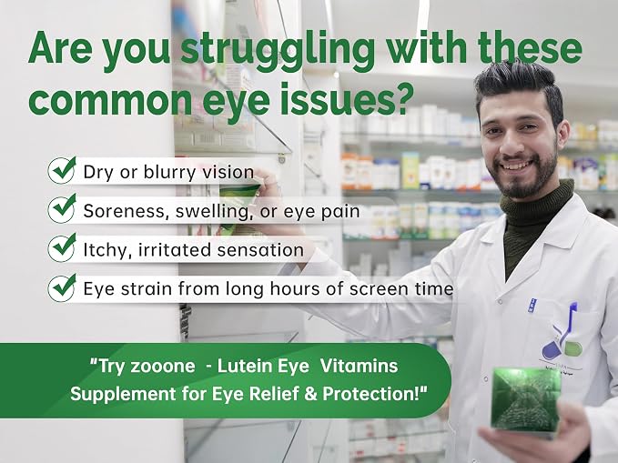 zooone- Lutein Eye Vitamins Supplement for Macular Health and Dry Eye, Contains Lutein, Zinc, Vitamins C/E & Zeaxanthin to Support Eye Health, 90 Tablets (2)