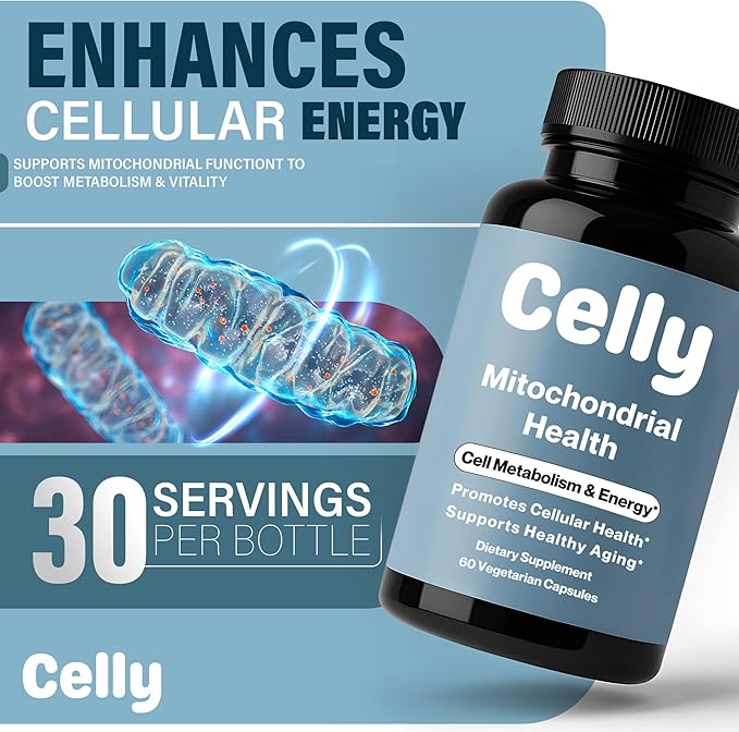 Celly Mitochondrial Health | Longevity Supplement for Cellular Nutrition and Healthy Aging | Promotes Mitochondria ATP Energy with CoQ10, Resveratrol & Green Coffee | Made in USA & 3rd Party Tested