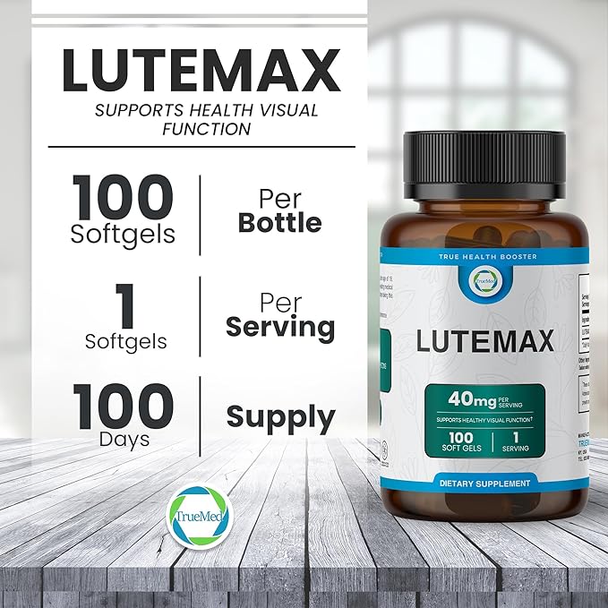 Lutemax 40 mg 100 days supply Eye Supplement - Supports Macular Health, Vision Clarity, Heart Health, Protects Eyes from Blue Light & Photons, Antioxidant Protection, GMP Certified 60 Softgel.