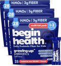 Begin Health Growing Up Prebiotics for Kids 84-Packs | Prebiotic Soluble Powder Stool Softeners and Digestive Gut Health Supplement | Ideal to Mix with Kids Daily Beverages and Soft Foods - Unflavored