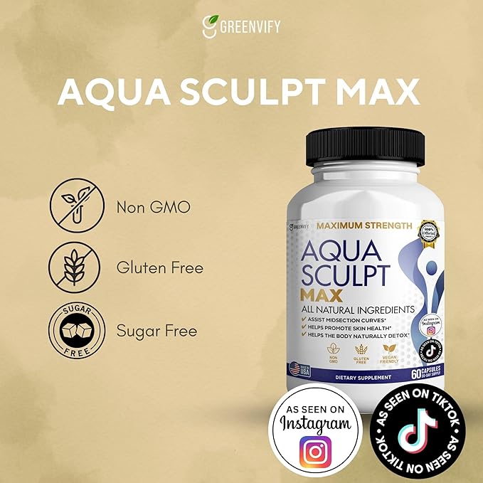 Aqua Sculpt Max Maximum Strength Dietary Supplement, 60 Capsules, Natural Support, 30 Day Supply (5)