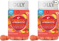 OLLY Probiotic + Prebiotic Gummy,Digestive Support and Gut Health,500 Million CFUs,Fiber,Adult Chewable Supplement for Men and Women,Peach,60 Day Supply -,60 Count (Pack of 2)