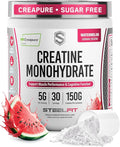 SteelFit Creapure Pure Creatine Monohydrate Powder for Men & Women, Watermelon - Flavored Creatine Gym Workout Supplements for Lean Muscle Gain, Brain Health & Strength Building - 30 Servings