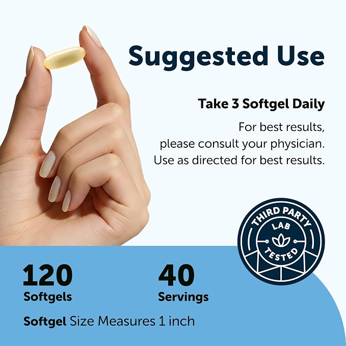 Micro Ingredients Omega 3 Fish Oil Supplements 3,000mg Per Serving, 120 Softgels | Lemon Flavored – Burpless | EPA 540mg + DHA 360mg | Deep Sea Fish