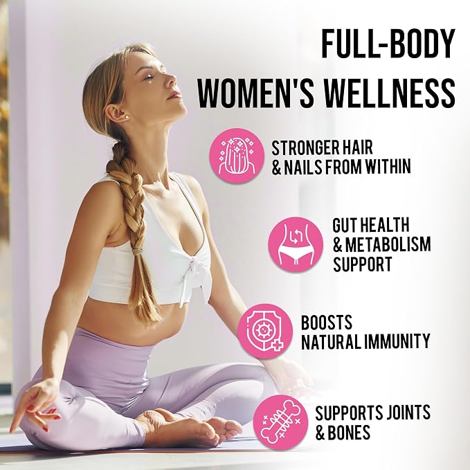 MERRY VITA Collagen for Women – Hydrolyzed Multi Collagen Peptides Types I, II, III, V & X – Collagen Supplement with Vitamin C, Biotin & Hyaluronic Acid – Grass Fed, Non-GMO, 240 Capsules