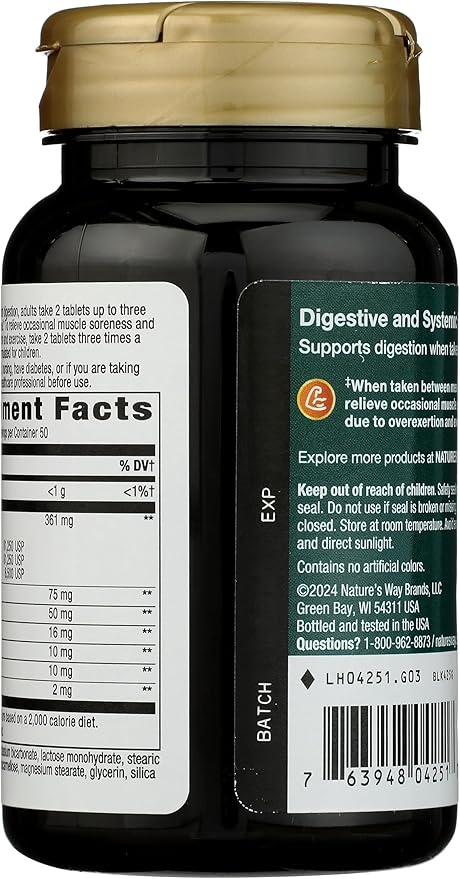 Nature's Way Mega-Zyme, Pancreatic & Systemic Enzymes*, Relieves Occasional Muscle Soreness Due to Overexertion and Exercise,* Digestive Support*, 100 Tablets (Packaging May Vary)