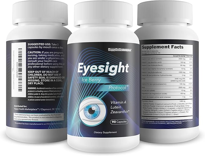 Eyesight Ice Berry Protocol - Our Best Vision Pills For Eyes - Eyesight Vitamins To Improve Eyesight - Vitamin A For Eye Health - Eye Health Vitamins Lutein And Zeaxanthin Lutein Zeaxanthin Supplement
